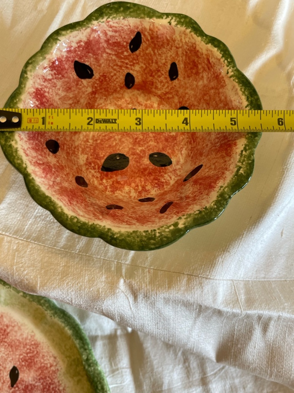 Watermelon Serving Set – Hand Painted Bowl & Plate – Summer Kitchen Decor - Picture 9 of 10